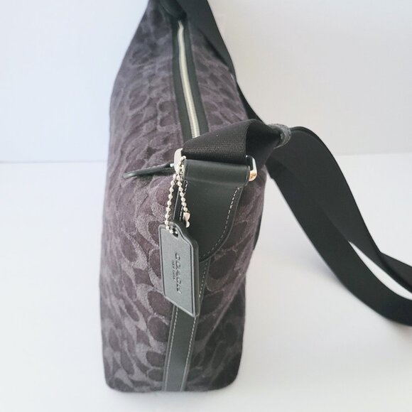 Coach CAJ86 Finn Crossbody Signature Denim Messenger Bag Black Mens - Picture 3 of 8